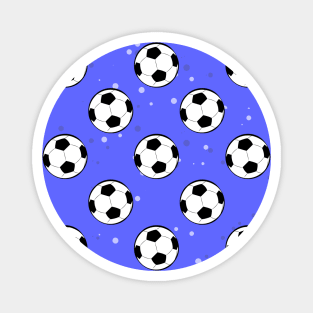 Football / Soccer Balls - Seamless Pattern on Blue Background Magnet